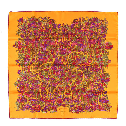 Hermes Silk Legende Moghole Scarf 90 Safran Rose Indien Violet 1 of 4