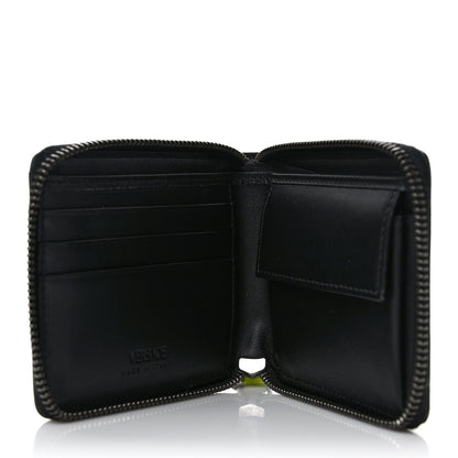 Versace Calfskin Rubber Medusa Biggie Bifold Compact Zip Around Wallet Fluorescent Yellow 5 of 6