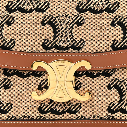 Celine Canvas Calfskin Triomphe Embroidered Medium Triomphe Bag Tan 9 of 13