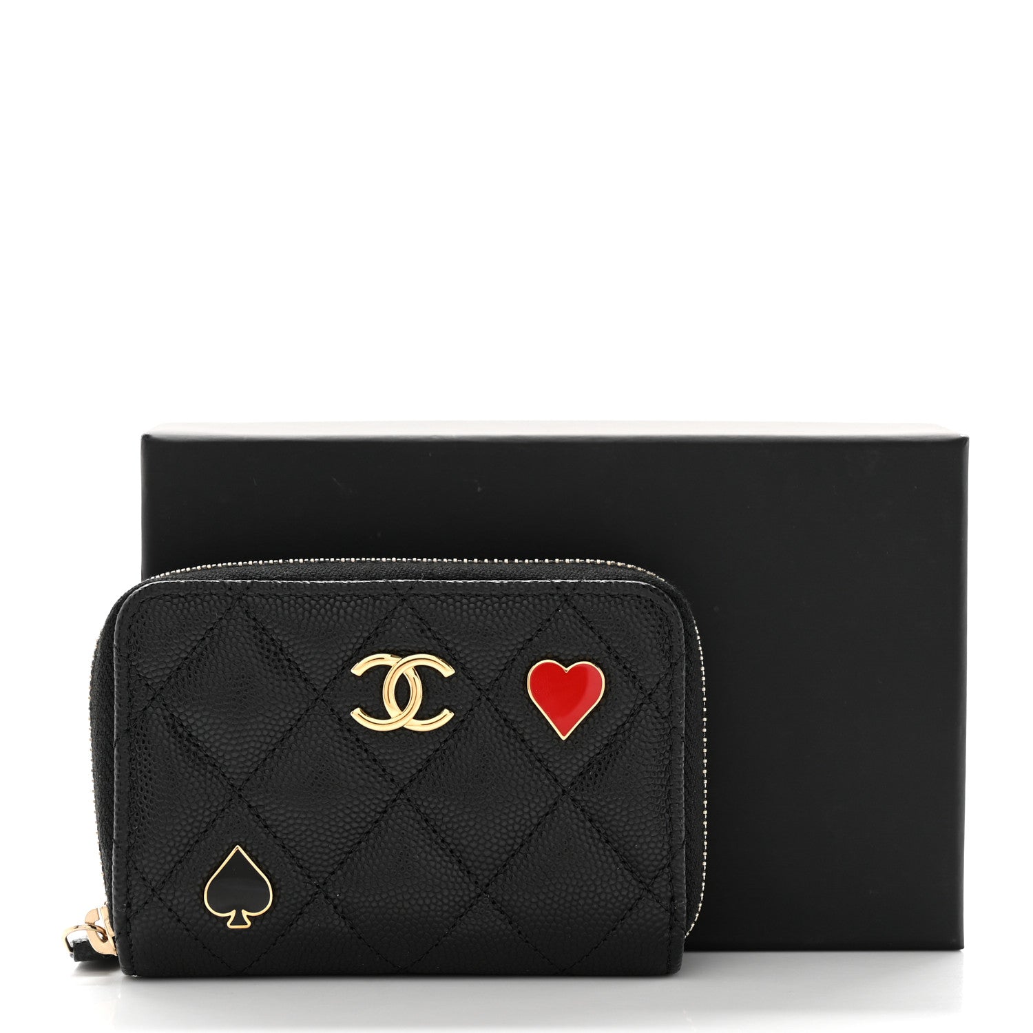 Chanel Caviar Enamel Coco Casino Quilted Zip Coin Purse Black 8 of 8