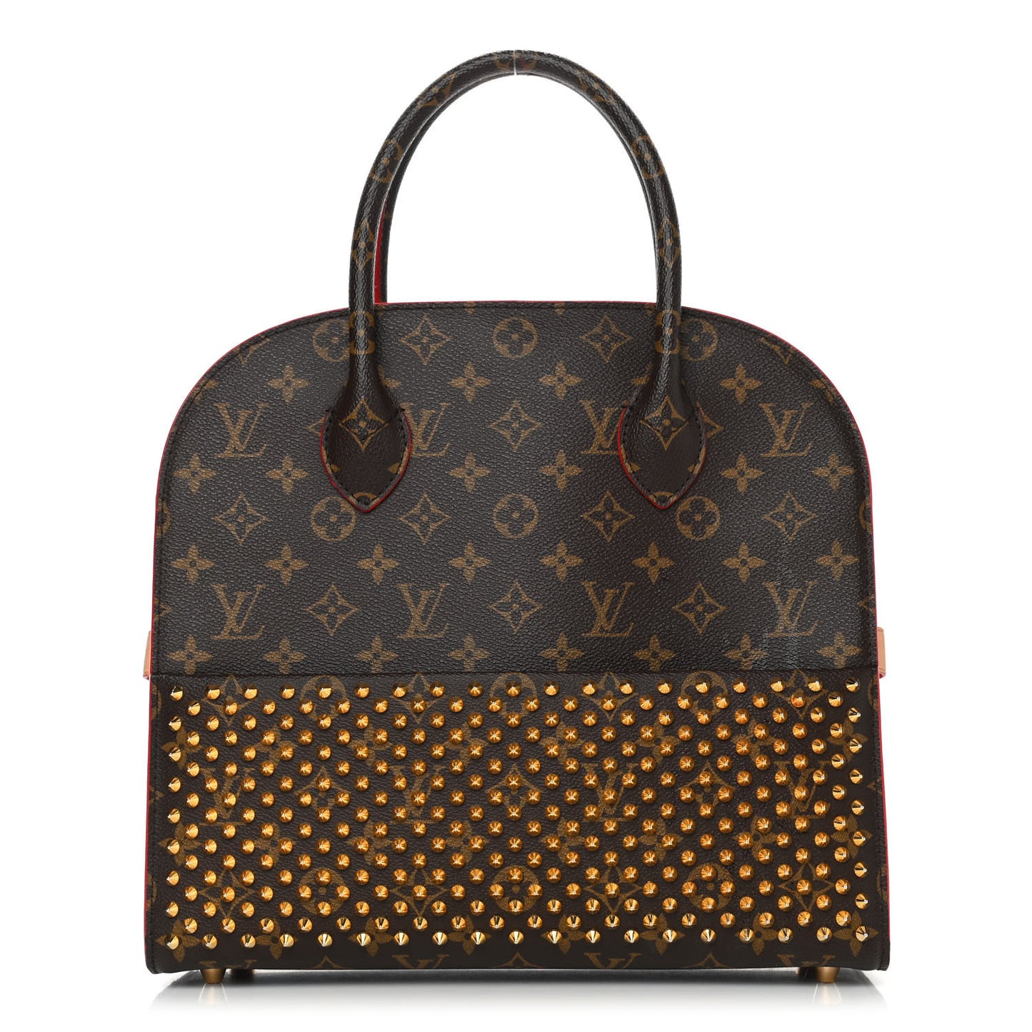 Monogram Calf Hair Spikes Iconoclasts Christian Louboutin Tote Red