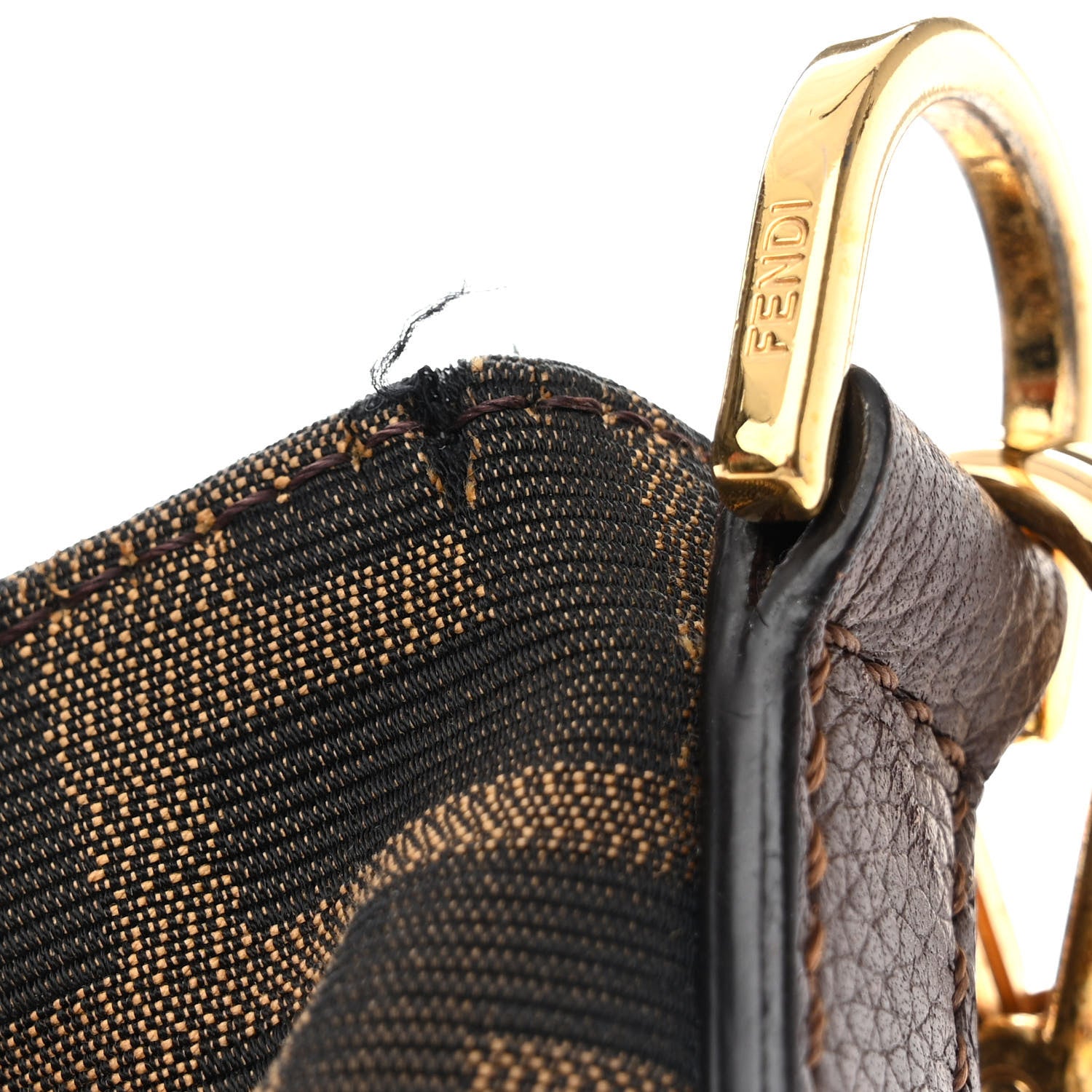 Fendi Zucca Vitello Artic Small Clasp Top Hobo Bag Tobacco Castagna 11 of 13
