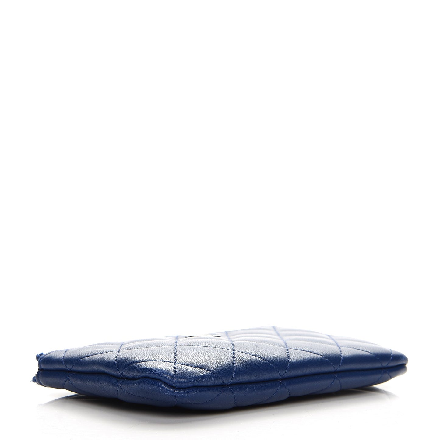 Lambskin Quilted Small Cosmetic Case Blue