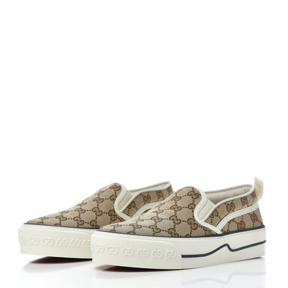 Gucci GG Monogram Womens 1977 Tennis Slip On 30mm Sneakers 37 Beige Ebony Mystic White 3 of 8