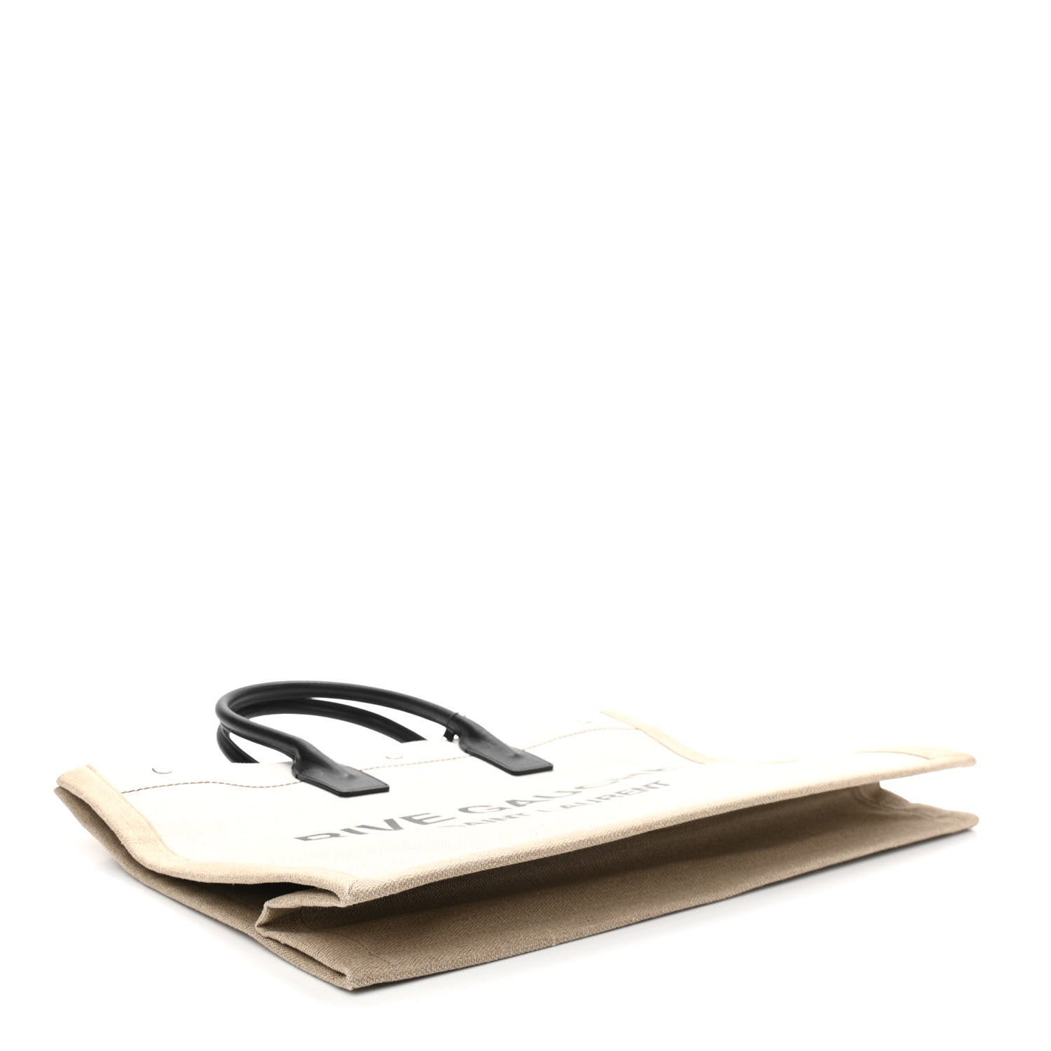Saint Laurent Linen Calfskin Rive Gauche Tote Optic White 4 of 12