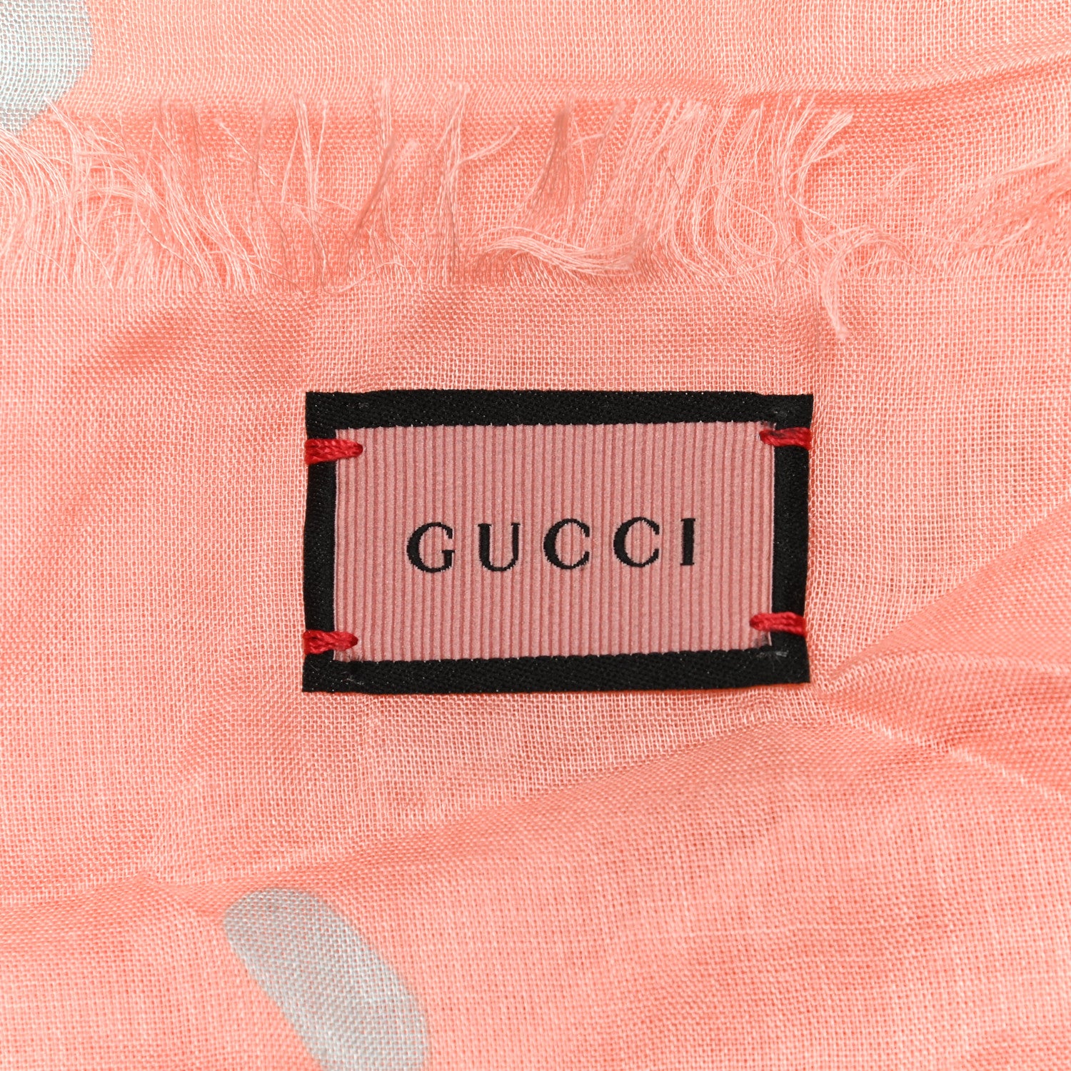 Gucci Modal Silk GG Writers Fringe Shawl Old Rose Sky Blue 3 of 6