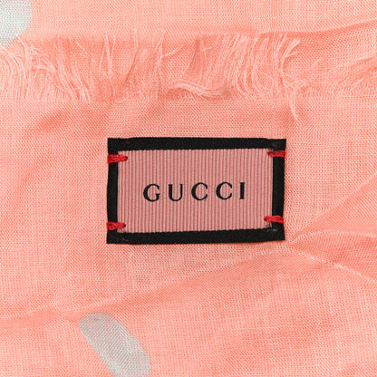 Gucci Modal Silk GG Writers Fringe Shawl Old Rose Sky Blue 3 of 6