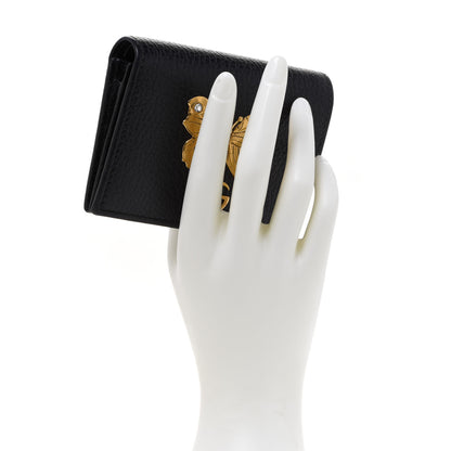 Gucci Pebbled Calfskin Butterfly Card Case Black 2 of 8