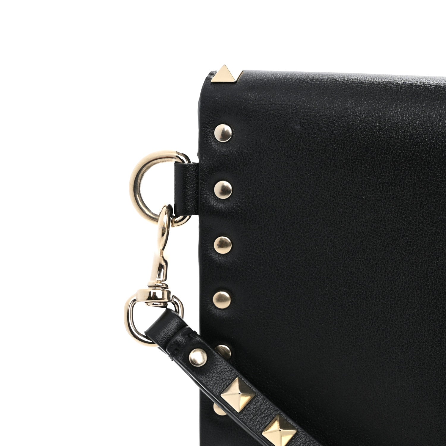 Valentino Garavani Vitello Medium Rockstud Envelope Flat Wristlet Pouch Black 9 of 10
