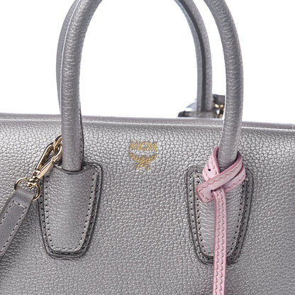 MCM Metallic Grained Calfskin Mini Milla Tote Spike Silver 9 of 9