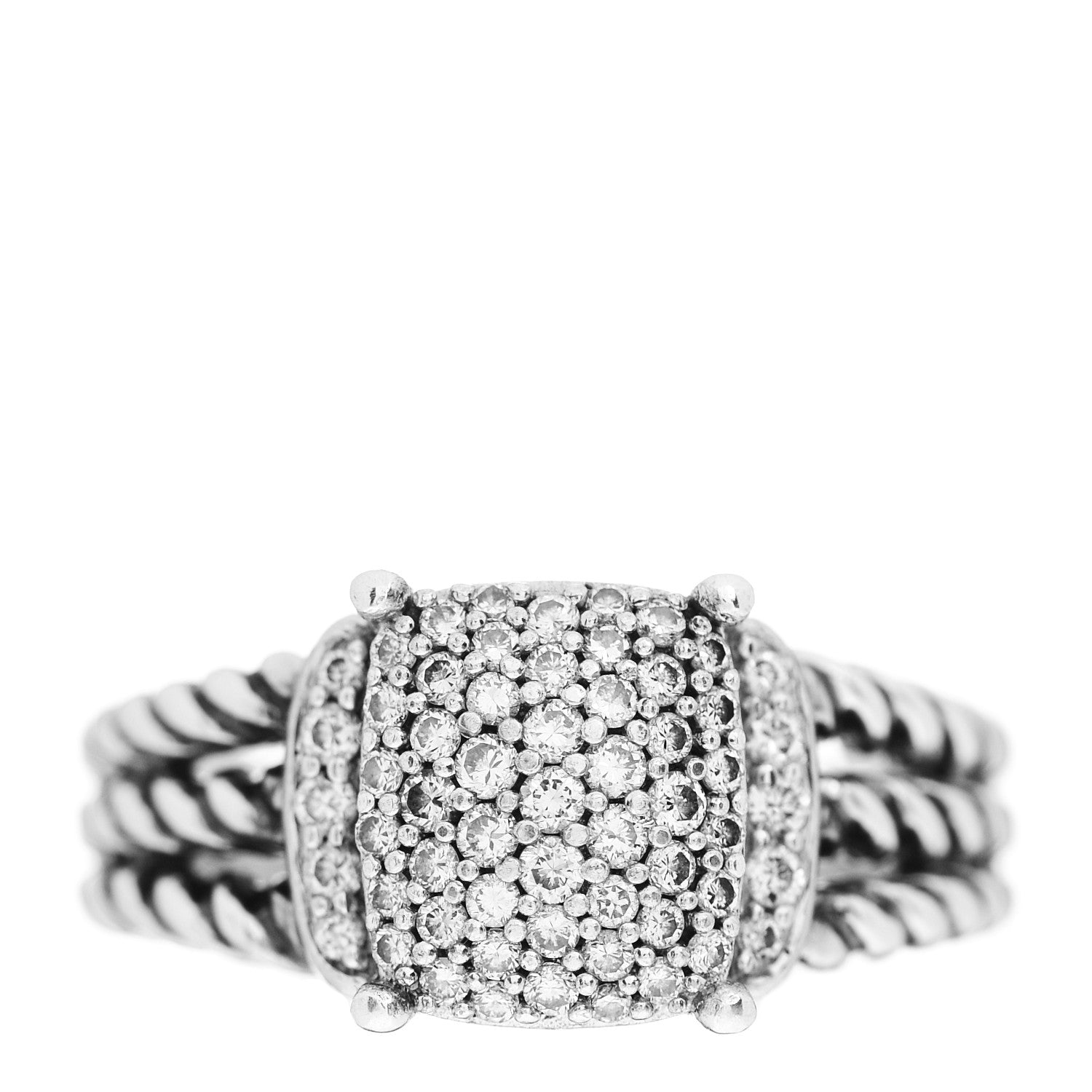 David Yurman Sterling Silver Diamond 10mm Petite Wheaton Ring 51 5.75 1 of 5