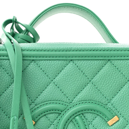 Chanel Caviar Quilted Medium CC Filigree Vanity Case Green 9 of 11