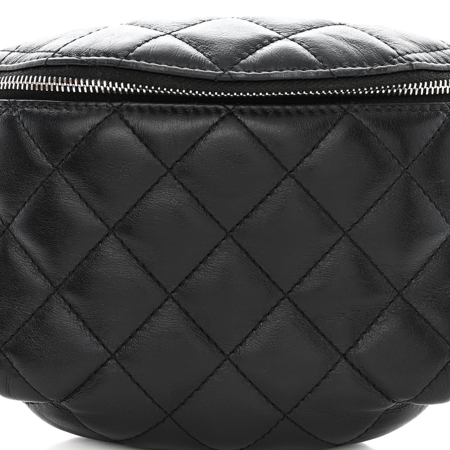 Lambskin Quilted Waist Belt Bag Black