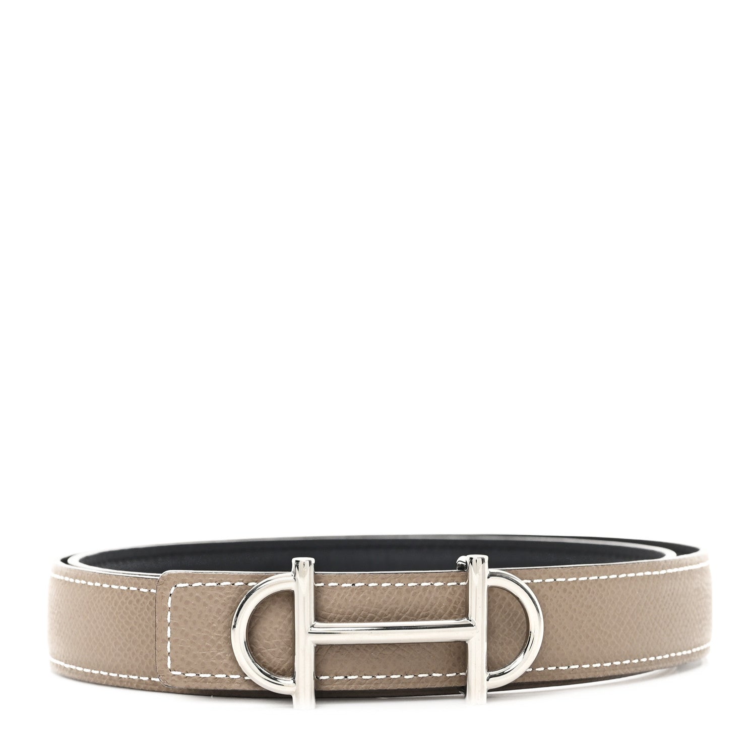 Hermes Swift Epsom 24mm Gamma Belt 80 Black Etoupe 1 of 4