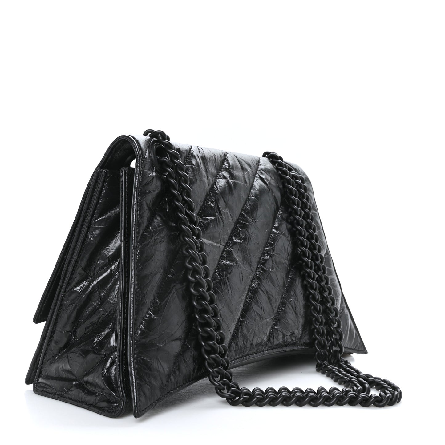 Crushed Calfskin Quilted Matte Black Hardware Medium Crush Chain Bag Black