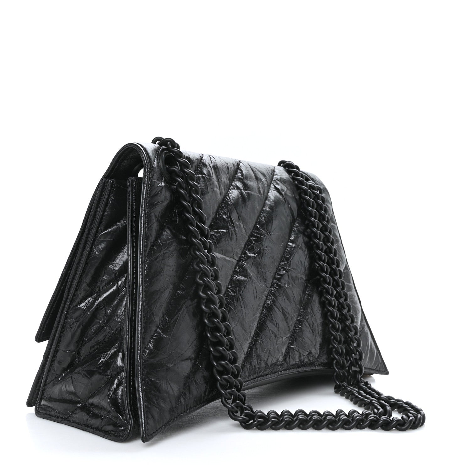 Balenciaga Crushed Calfskin Quilted Matte Black Hardware Medium Crush Chain Bag Black 3 of 9