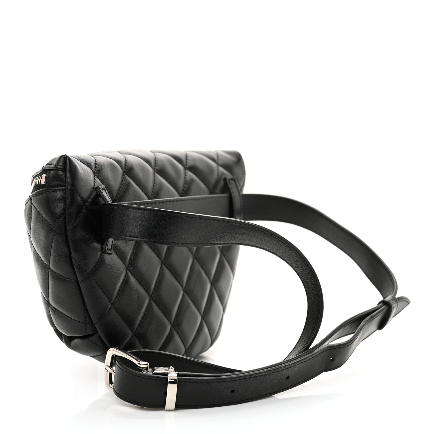 Calfskin Quilted Waist Belt Bag Black