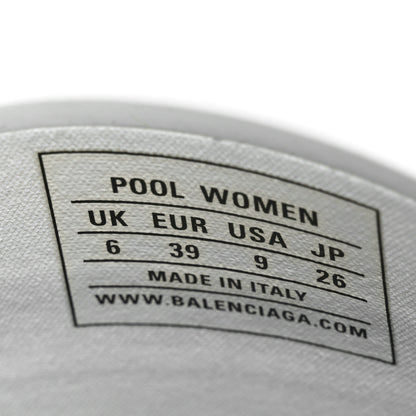 Balenciaga Rubber Womens Logo Pool Slide Sandals 39 Black White 8 of 9