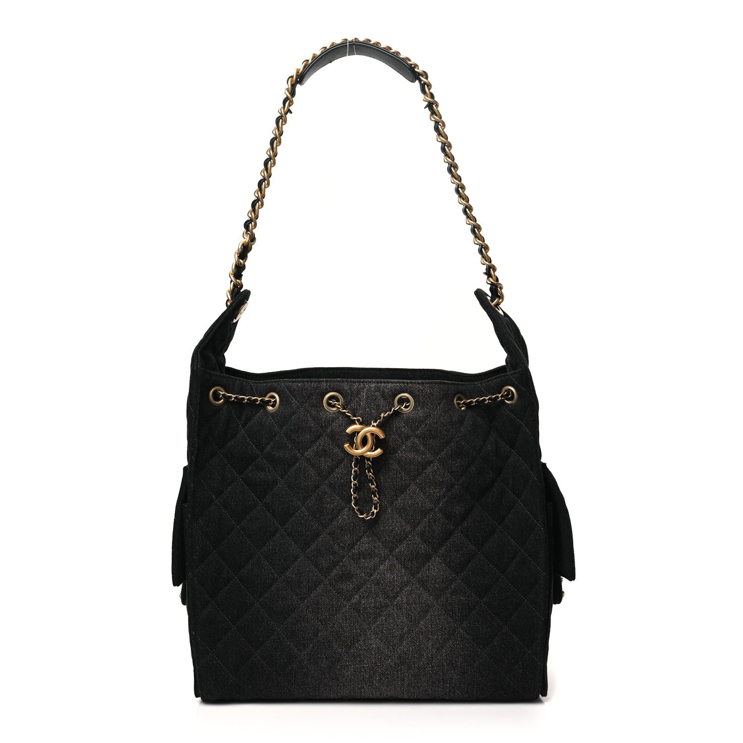 Chanel Washed Denim Quilted Medium Chanel 25 Handbag Black 1 of 12
