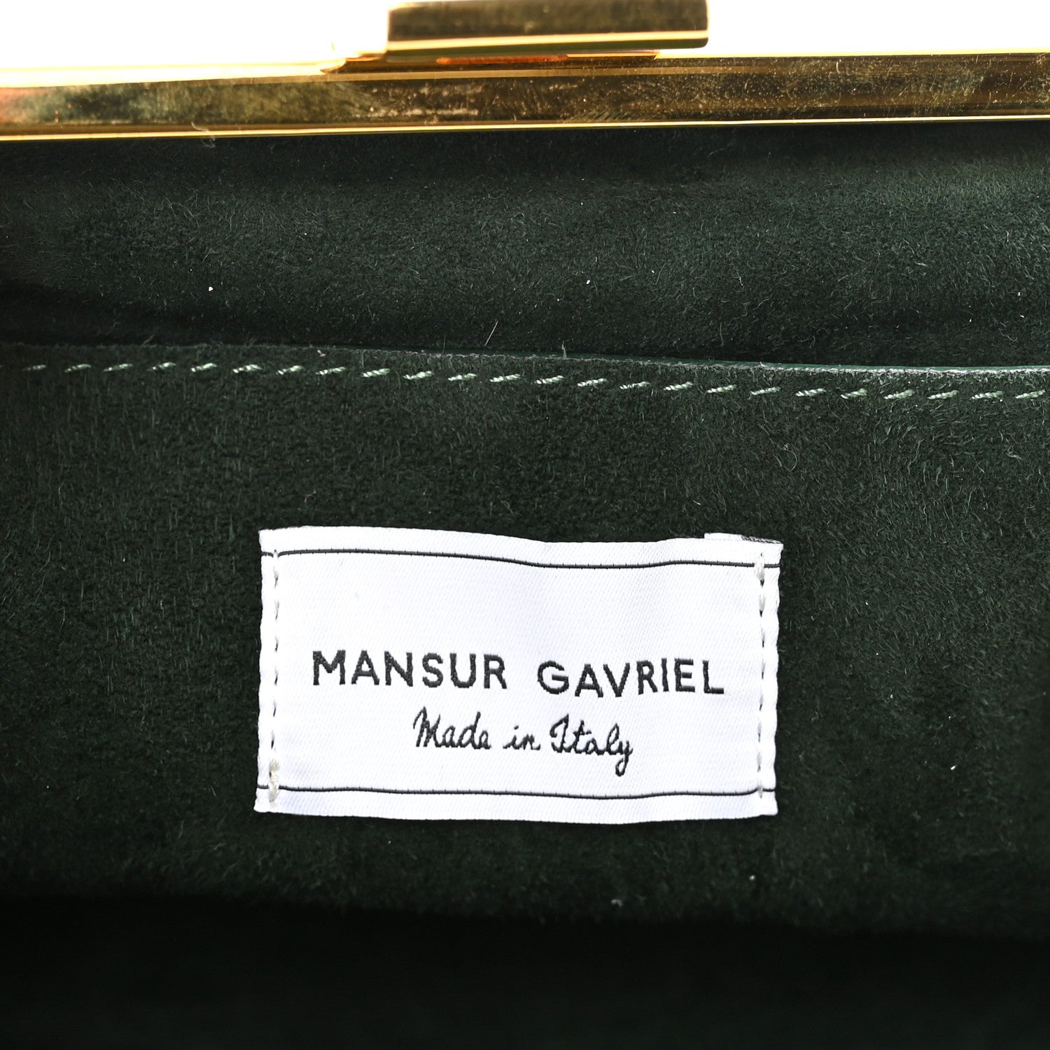 Mansur Gavriel Suede Volume Chain Clutch Dark Green 6 of 9