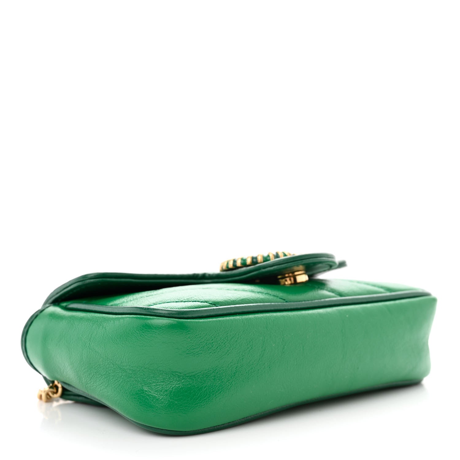 Gucci Azalea Calfskin Enamel Matelasse Diagonal Super Mini Torchon GG Marmont Shoulder Bag New Shamarock Emerald 4 of 10