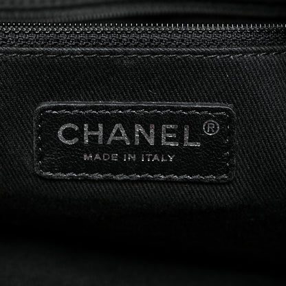 Chanel Calfskin Laser Cut Perforated CC Tote Black 6 of 12