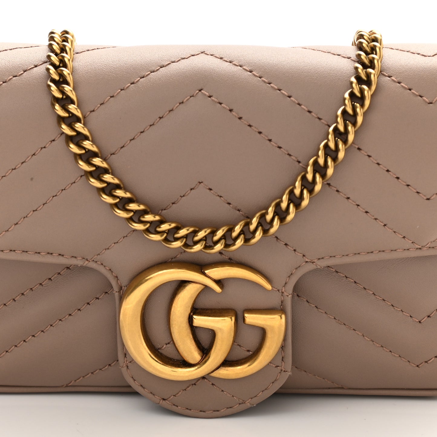 Calfskin Matelasse Super Mini GG Marmont Shoulder Bag Porcelain Rose