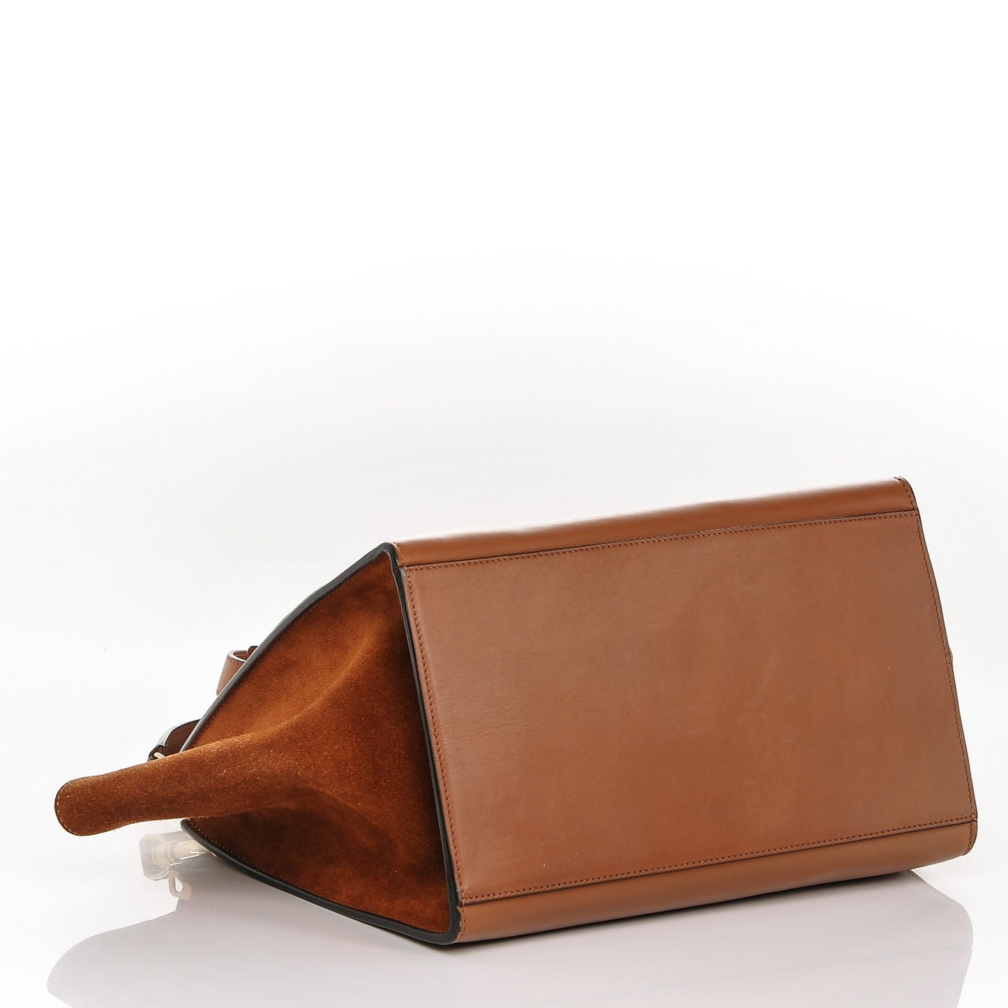 Natural Calfskin Suede Medium Trapeze Tan
