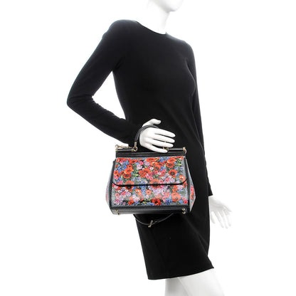 Dolce & Gabbana Dauphine Floral Print Medium Miss Sicily Satchel Black 3 of 10