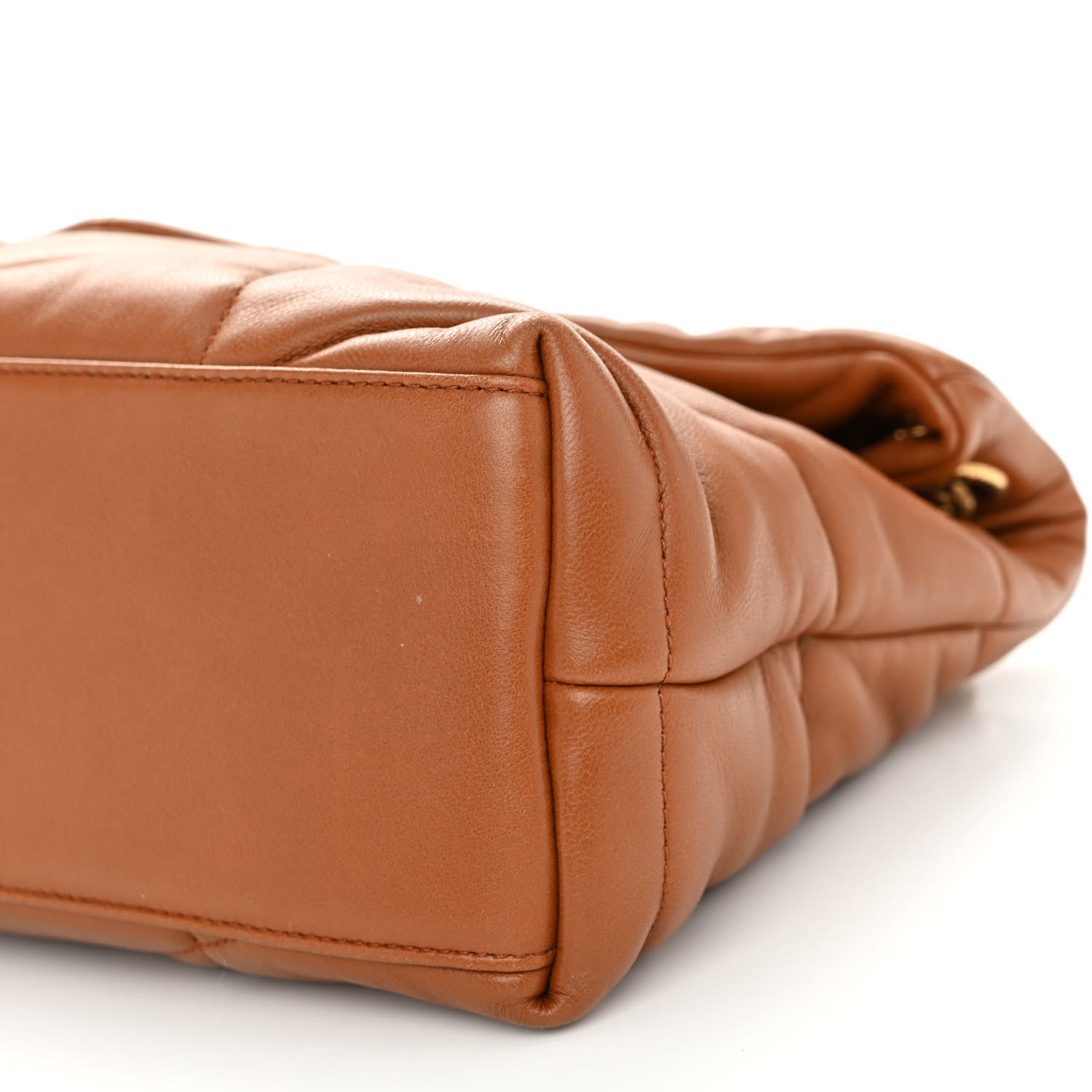 Saint Laurent Lambskin Quilted Small Loulou Puffer Monogram Chain Satchel Dark Honey 9 of 9