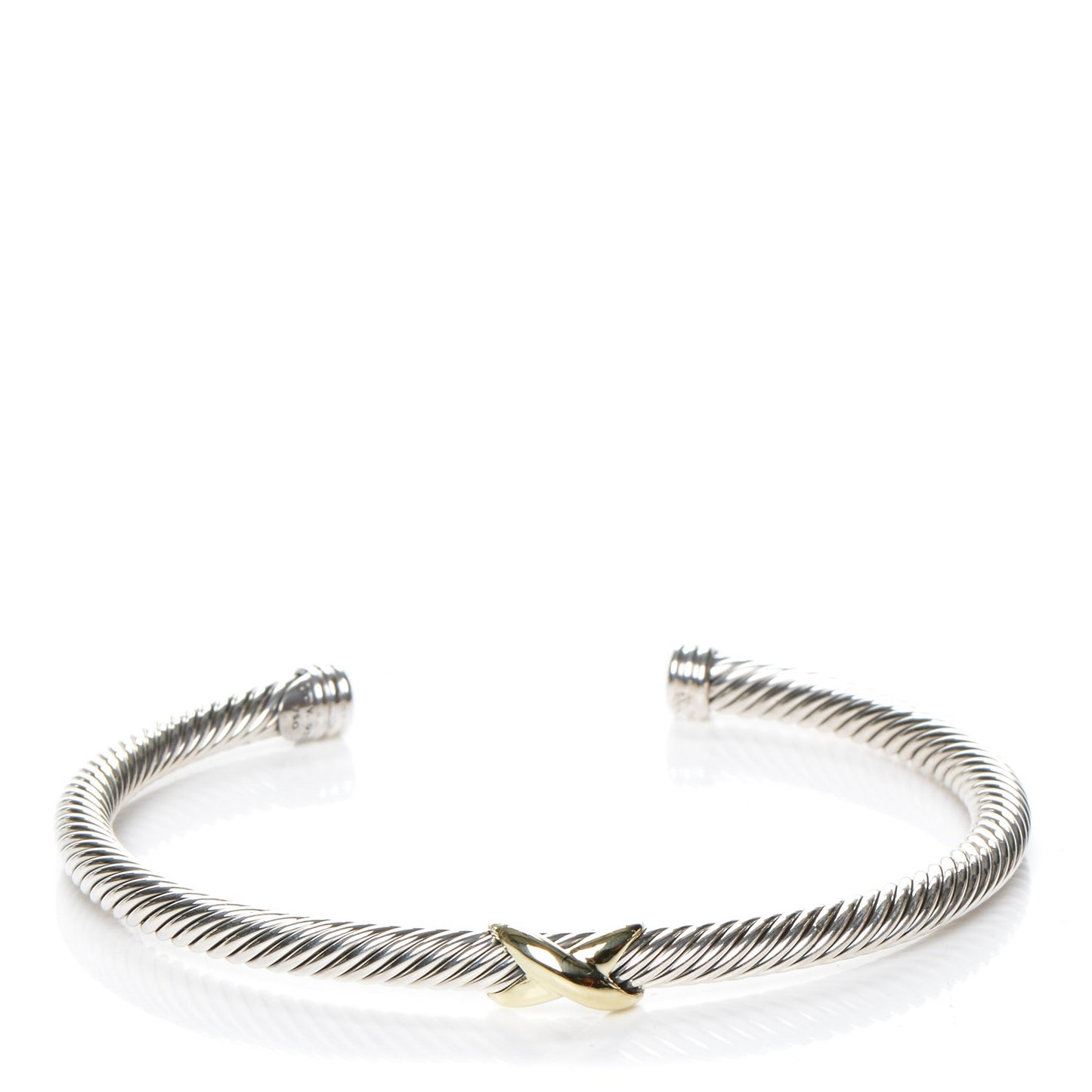 Sterling Silver 18K Yellow Gold 4mm X Station Cable Bracelet