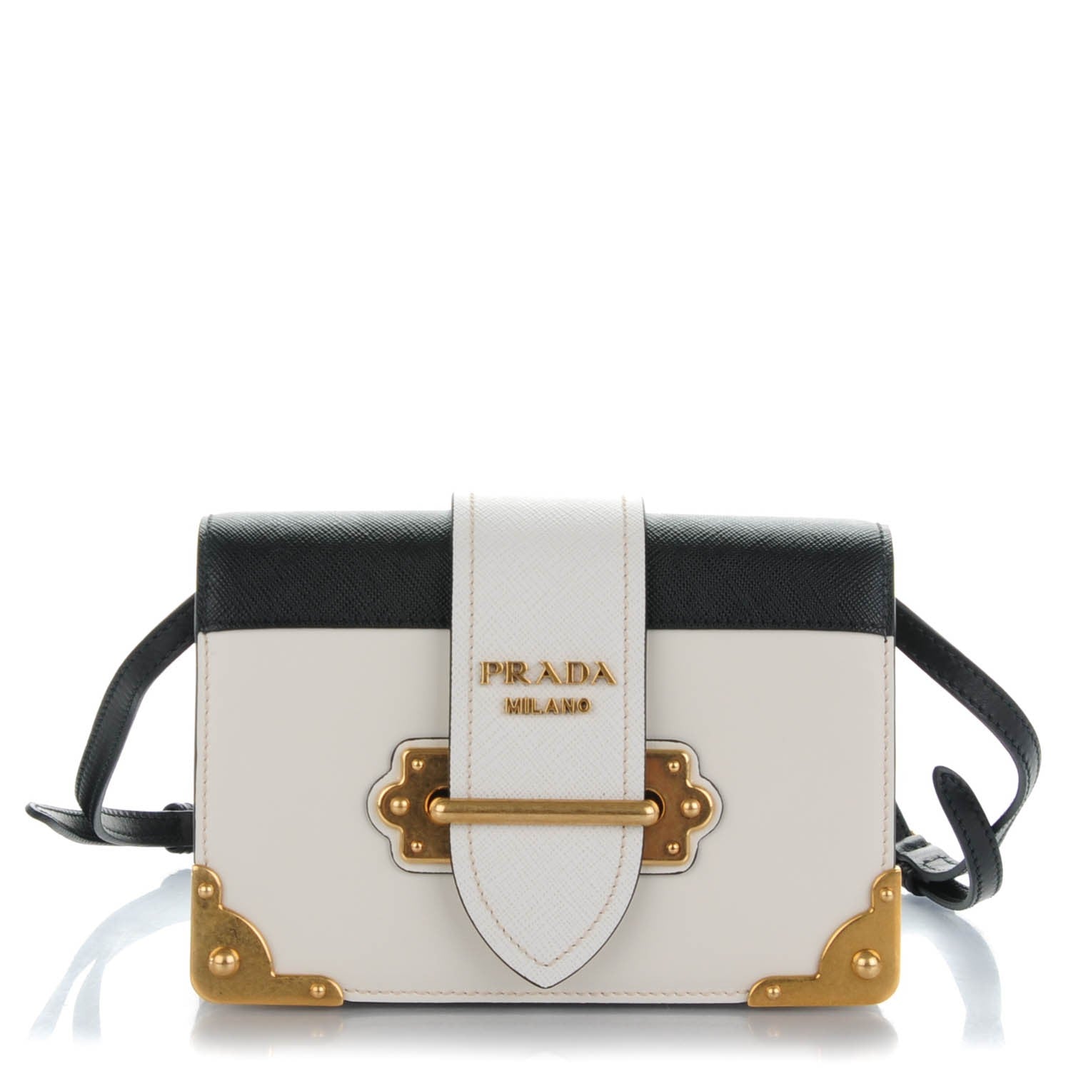 Prada City Calf Saffiano Cahier Bag Talco Black 1 of 6