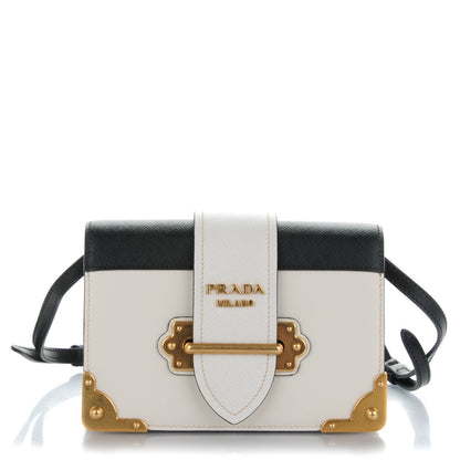 Prada City Calf Saffiano Cahier Bag Talco Black 1 of 6