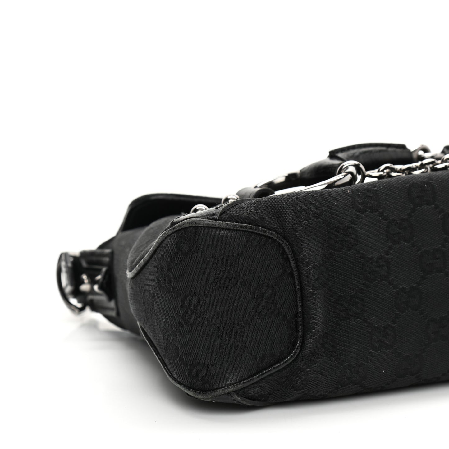 Monogram Horsebit Chain Flap Shoulder Bag Black