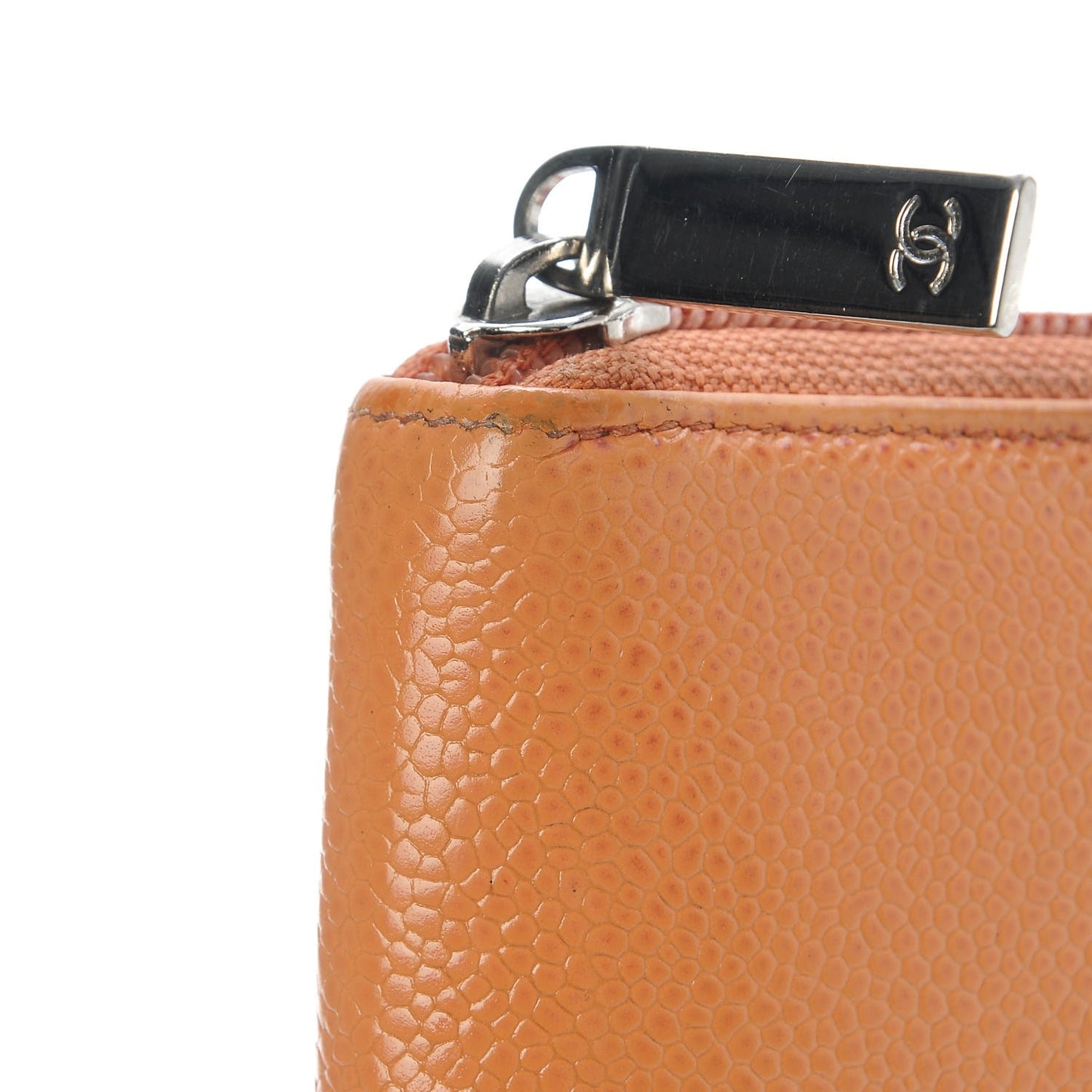 Caviar Large CC Timeless Zip Around Organizer Wallet Orange