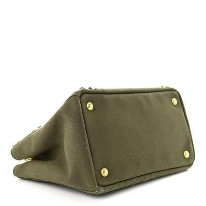 Prada Canvas Studded Crystal Canapa Tote Militare 4 of 10