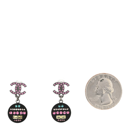 Chanel Resin Crystal CC Drop Earrings Black Multicolor 2 of 5