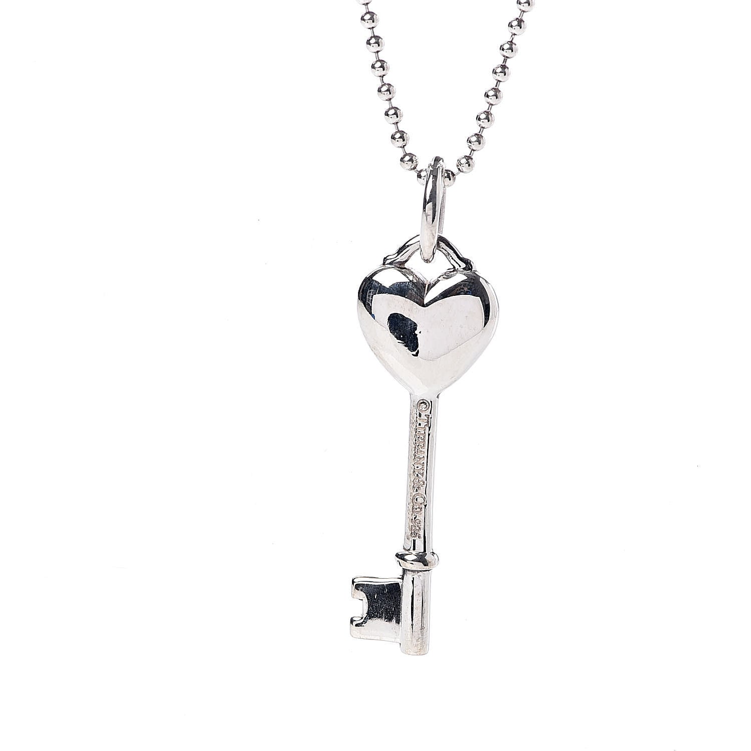 Tiffany Sterling Silver Enamel Heart Key Pendant Necklace Blue 7 of 7