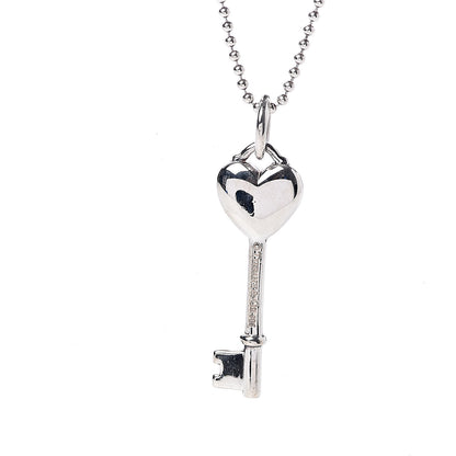 Tiffany Sterling Silver Enamel Heart Key Pendant Necklace Blue 7 of 7