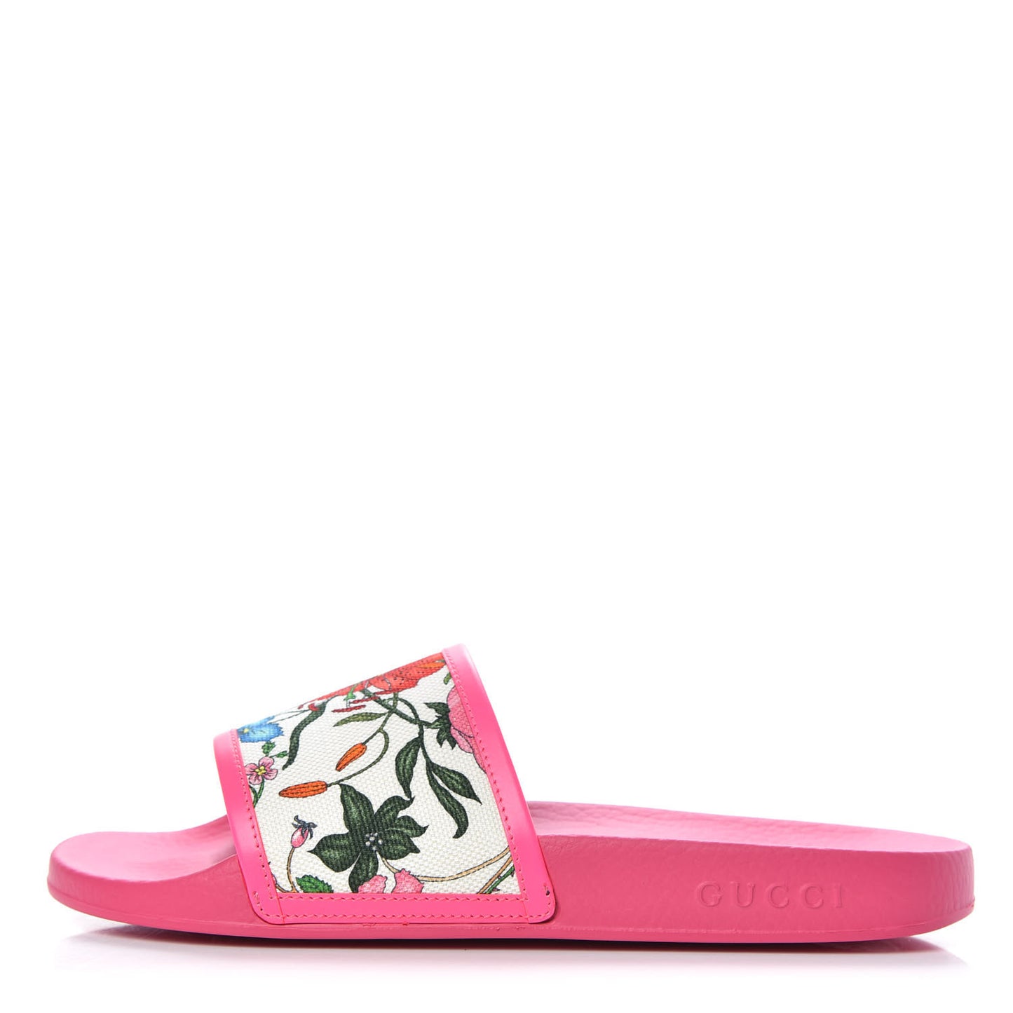 Canvas Flora Print Slide Sandals 40 Fluorescent Fuchsia