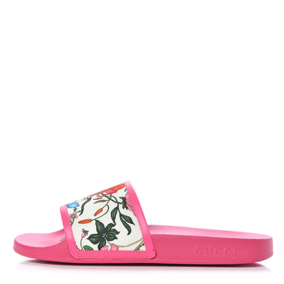 Gucci Canvas Flora Print Slide Sandals 40 Fluorescent Fuchsia 1 of 8