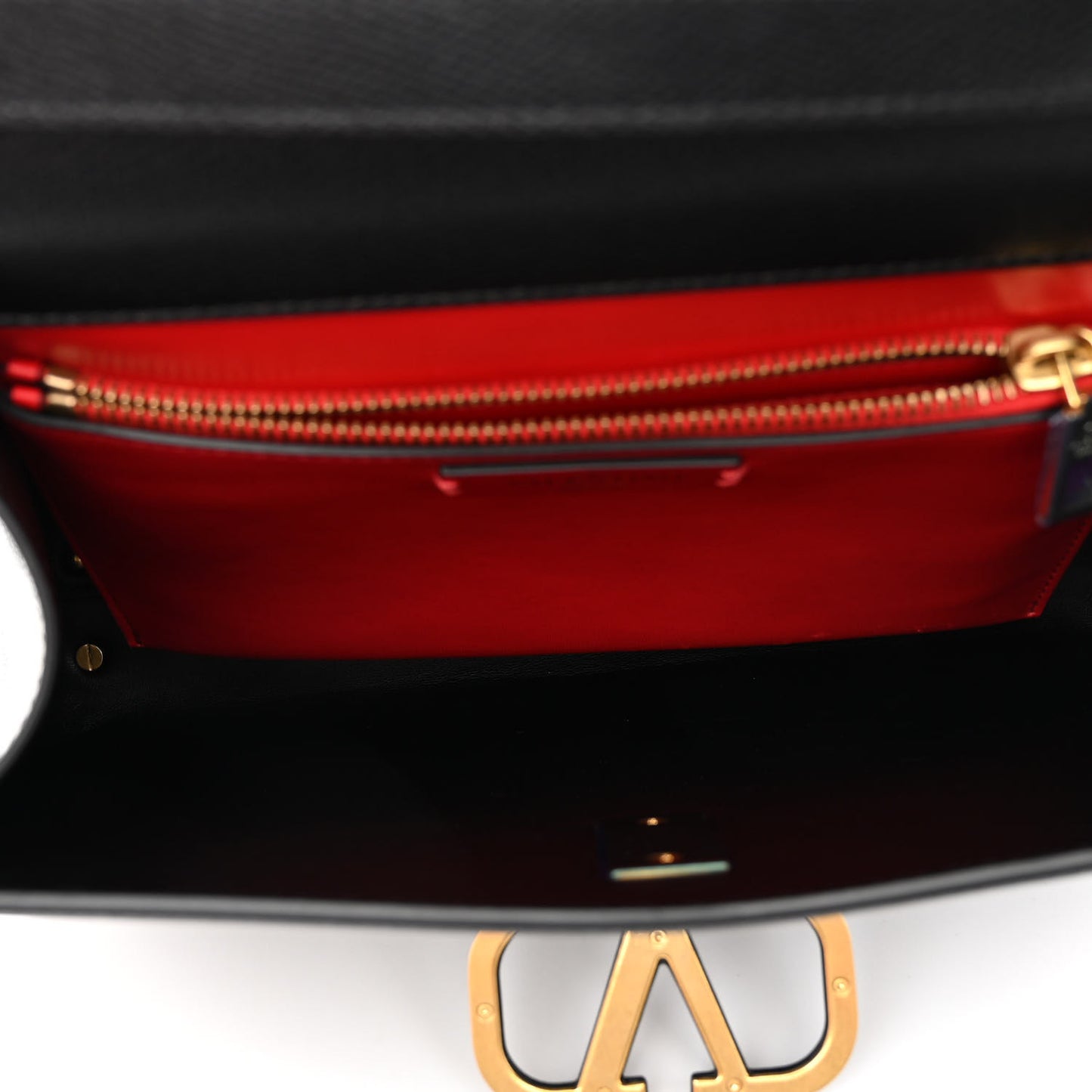 Grainy Calfskin Medium VSling Top Handle Bag Black