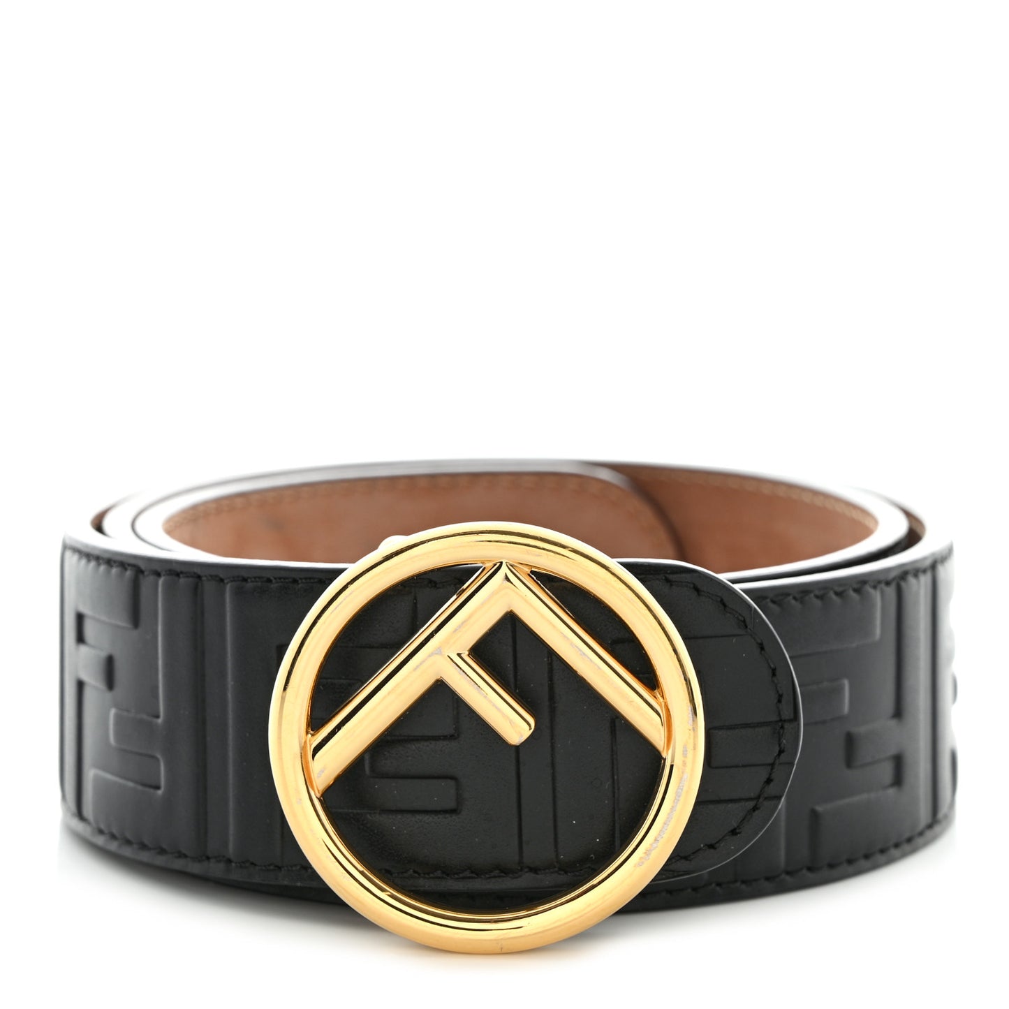 Calfskin F is Fendi FF 1974 Embossed Belt 80 32 Black