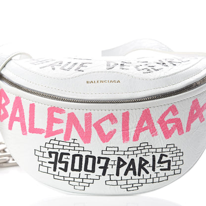 Balenciaga Agneau Arena Graffiti All Over XXS Souvenir Belt Bag White Multicolor 10 of 13
