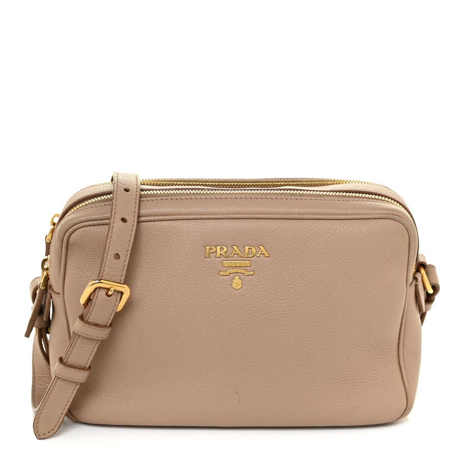Prada Vitello Daino Medium Double Zip Shoulder Bag Cammeo 1 of 20