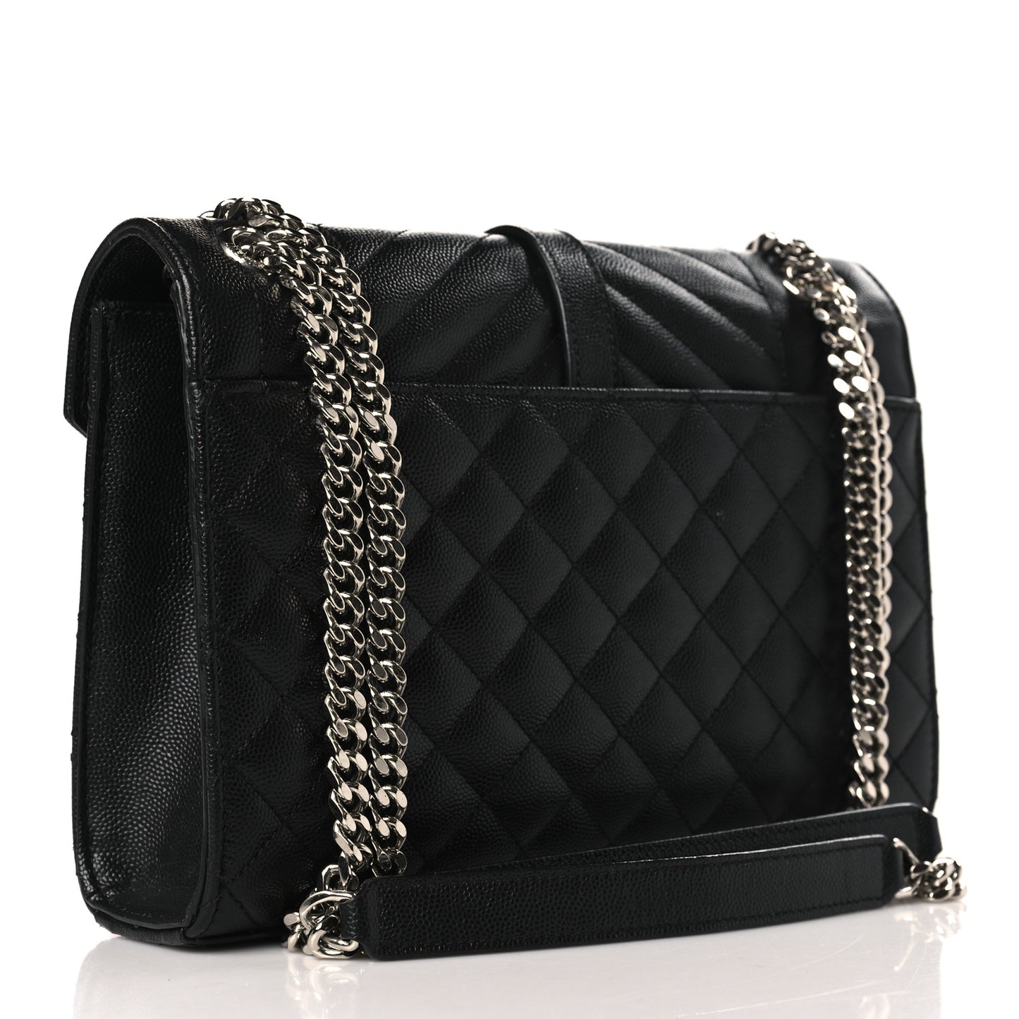 Grain De Poudre Textured Mixed Matelasse Triquilt Medium Monogram Satchel Black
