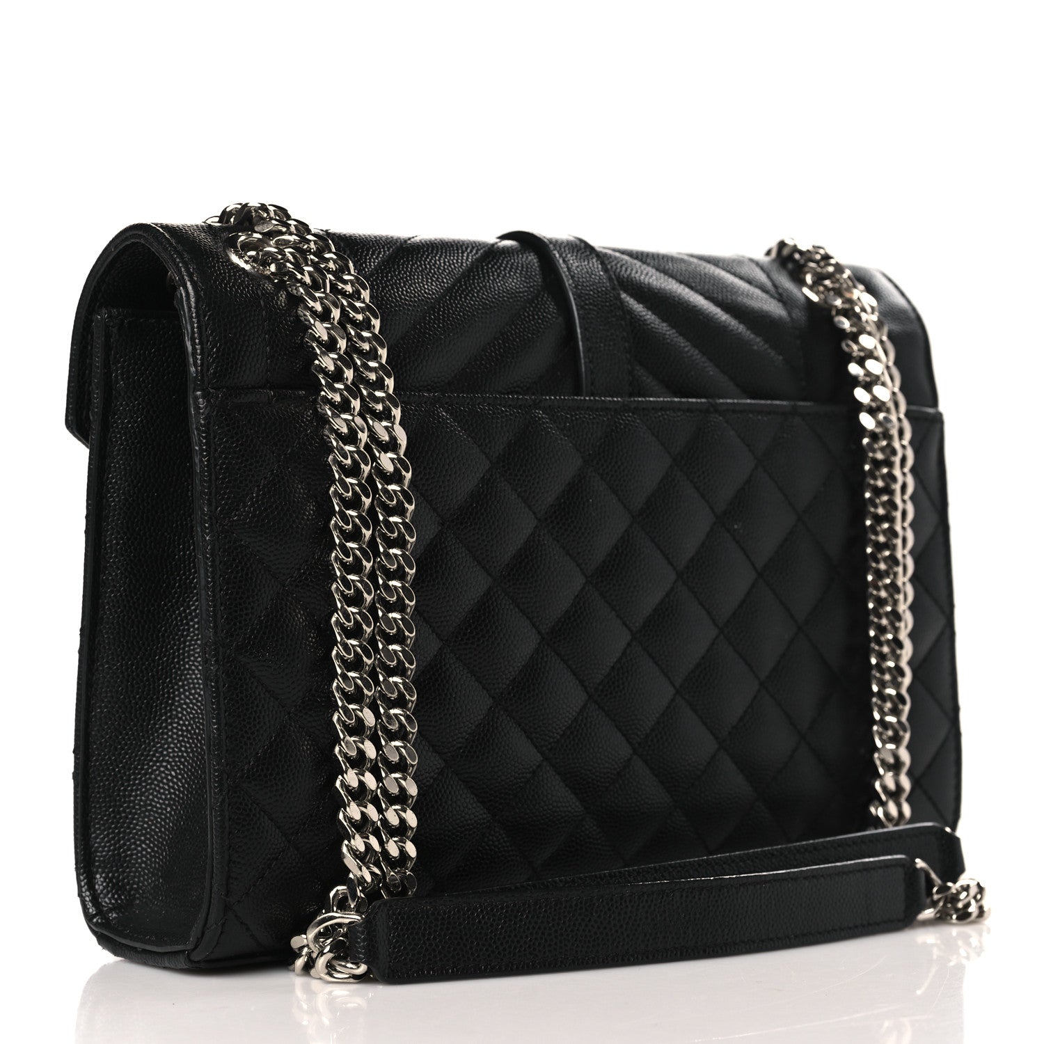 Saint Laurent Grain De Poudre Textured Mixed Matelasse Triquilt Medium Monogram Satchel Black 2 of 7