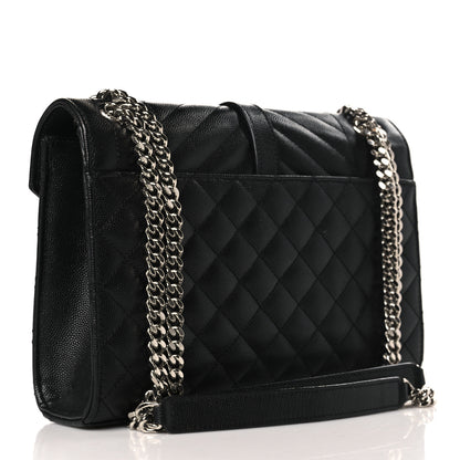 Saint Laurent Grain De Poudre Textured Mixed Matelasse Triquilt Medium Monogram Satchel Black 2 of 7