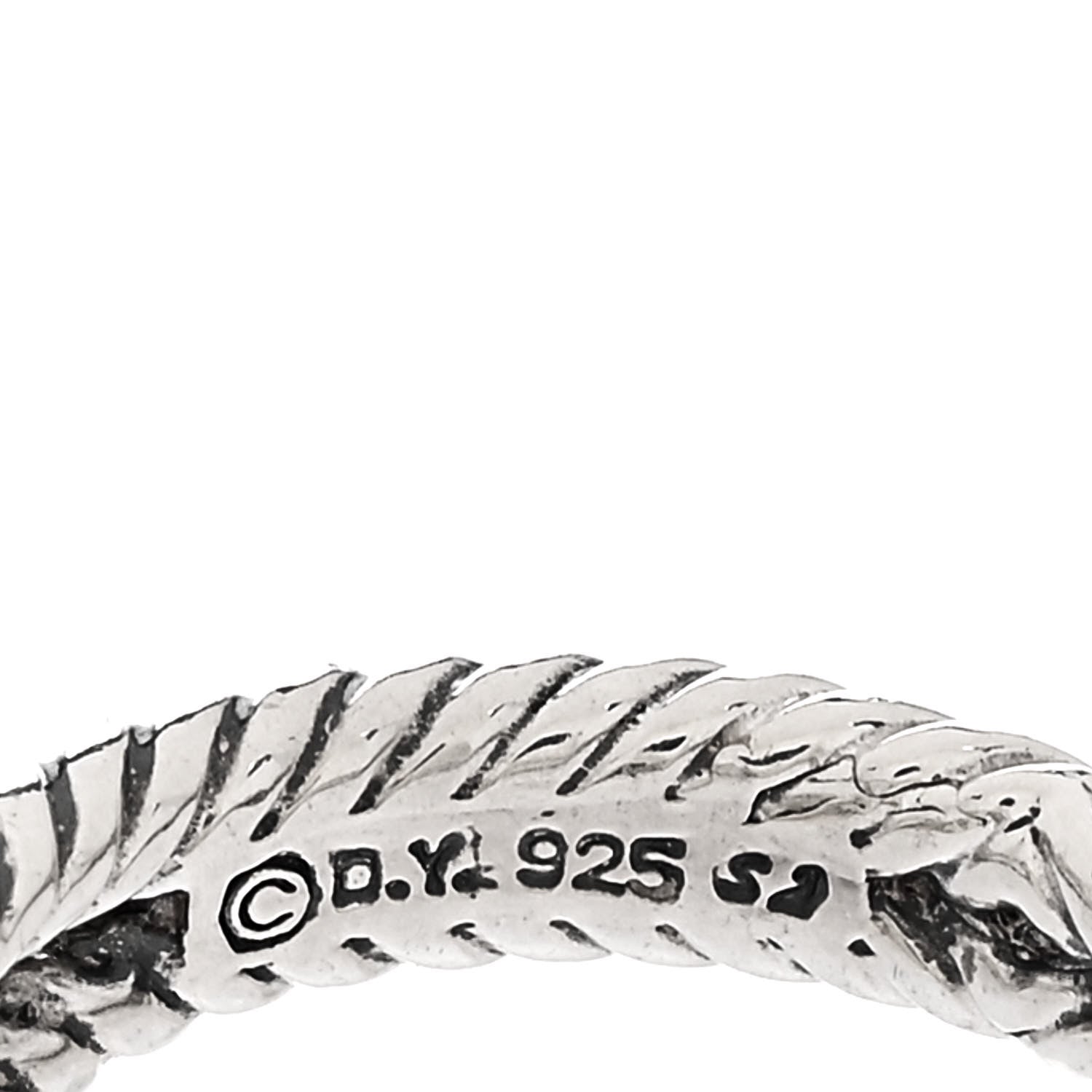 David Yurman Sterling Silver Diamond Prasiolite 7mm Petite Albion Ring 50 5.25 5 of 5