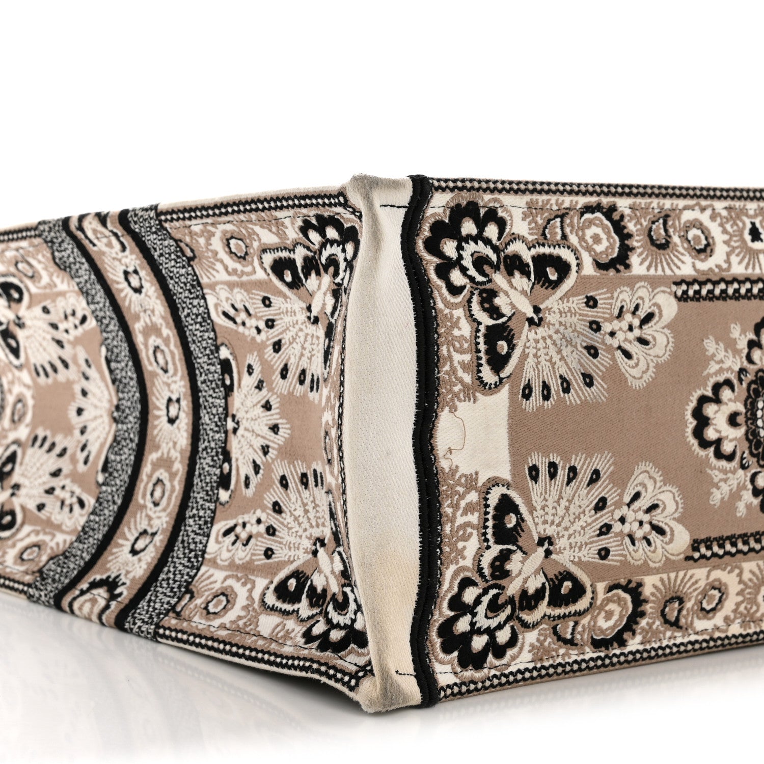 Christian Dior Canvas Embroidered Large Butterfly Bandana Book Tote Beige Multicolor 9 of 13